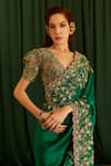 Mrunalini Rao_Green Saree Kora Silk Embroidered Indra Scallop Hem With Blouse  _Online_at_Aza_Fashions