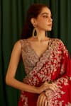 Buy_Mrunalini Rao_Red Saree Pure Silk Embroidered Paisley Jaal V- Agni With Blouse _Online_at_Aza_Fashions