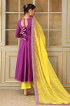Shop_Pomcha Jaipur_Purple Cotton, Organza Gota Patti, Lace Saadgi Bagni Embellished Anarkali Set _at_Aza_Fashions
