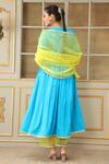 Shop_Pomcha Jaipur_Blue Cotton, Organza Gota Patti, Mirrors, Embroidery Saadgi Work Anarkali Set _at_Aza_Fashions