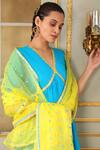 Buy_Pomcha Jaipur_Blue Cotton, Organza Gota Patti, Mirrors, Embroidery Saadgi Work Anarkali Set _Online_at_Aza_Fashions