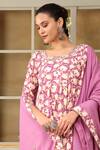 Shop_Pomcha Jaipur_Purple Muslin, Chiffon Gota Patti, Embroidery Saadgi Embellished Anarkali Set _Online_at_Aza_Fashions