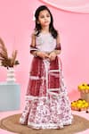 Buy_Yuvrani Jaipur_Pink Cotton Printed Thread Floral Embroidered Hem Lehenga Set _at_Aza_Fashions