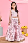 Yuvrani Jaipur_Pink Cotton Printed Thread Floral Embroidered Hem Lehenga Set _Online_at_Aza_Fashions