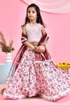 Shop_Yuvrani Jaipur_Pink Cotton Printed Thread Floral Embroidered Hem Lehenga Set _Online_at_Aza_Fashions