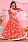 Buy_Yuvrani Jaipur_Orange Chanderi Printed Bandhej Lehenga Set _at_Aza_Fashions