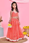 Shop_Yuvrani Jaipur_Orange Chanderi Printed Bandhej Lehenga Set _at_Aza_Fashions