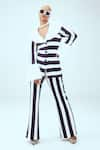 Buy_Mai Tai_White Stripe Pattern Shawl Collar Jacket  _Online_at_Aza_Fashions