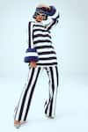 Buy_Mai Tai_White Stripe Pattern Closed Neck Top And Pant Set _at_Aza_Fashions