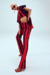 Mai Tai_Red Stripe Pattern Blazer Notched Collar Pant Set _Online_at_Aza_Fashions