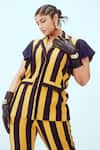 Mai Tai_Yellow Stripe Pattern Blazer Notched Collar Pant Set _Online_at_Aza_Fashions