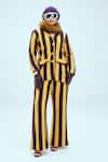 Buy_Mai Tai_Yellow Stripe Pattern Notched Lapel Jacket And Pant Set  _at_Aza_Fashions