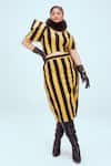 Buy_Mai Tai_Yellow Stripe Pattern V Neck Top And Skirt Set  _at_Aza_Fashions