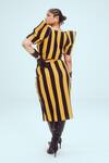 Shop_Mai Tai_Yellow Stripe Pattern V Neck Top And Skirt Set  _at_Aza_Fashions