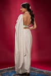 Shop_Ranbir Mukherjee Calcutta_Ivory Satin Georgette Embellishments Sequin Saree With Bralette  _at_Aza_Fashions