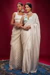 Shop_Ranbir Mukherjee Calcutta_Ivory Satin Georgette Embellishments Sequin Saree With Bralette  _Online_at_Aza_Fashions