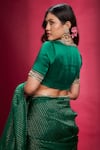 Ranbir Mukherjee Calcutta_Green Organza Embellishments Gota Stripes V Neck Saree With Blouse _at_Aza_Fashions