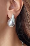 Buy_MNSH_Silver Plated Bold Drop Shaped Mini Earrings _at_Aza_Fashions