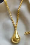 Shop_MNSH_Gold Plated Drop Shaped Pendant Necklace _at_Aza_Fashions