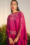 Buy_Shikha Mehta_Purple Silk Chnaderi Embroidered Thread High Nirva Chanderi Tunic Pant Set