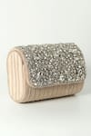 Shop_THE TAN CLAN_Beige Crystals Grace Encrusted Flap Clutch Bag_Online_at_Aza_Fashions