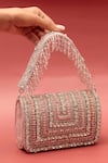 Buy_THE TAN CLAN_Pink Crystals Nysa Glass Beads Encrusted Flap Clutch Bag _at_Aza_Fashions