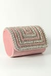 Buy_THE TAN CLAN_Pink Crystals Nysa Glass Beads Encrusted Flap Clutch Bag _Online_at_Aza_Fashions