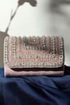 Buy_THE TAN CLAN_Pink Crystals Nysa Glass Beads Encrusted Flap Clutch Bag 