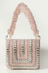 Buy_THE TAN CLAN_Pink Crystals Nysa Beads Encrusted Mini Flap Clutch Bag_at_Aza_Fashions