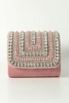THE TAN CLAN_Pink Crystals Nysa Beads Encrusted Mini Flap Clutch Bag_Online_at_Aza_Fashions