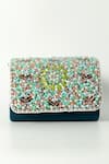 Shop_THE TAN CLAN_Blue Crystals Rainbow Beads Embellished Flap Clutch Bag_at_Aza_Fashions