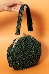 Buy_THE TAN CLAN_Green Crystals Rosa Beaded Fringe Embellished Potli Bag _at_Aza_Fashions