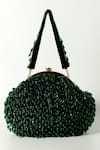 Shop_THE TAN CLAN_Green Crystals Rosa Beaded Fringe Embellished Potli Bag _Online_at_Aza_Fashions