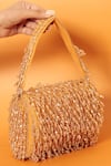 THE TAN CLAN_Gold Crystals Rosa Encrusted Flap Clutch Bag_at_Aza_Fashions