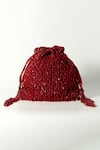 Buy_THE TAN CLAN_Red Crystals Rosa Beaded Fringe Encrusted Potli Bag_Online_at_Aza_Fashions