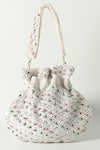THE TAN CLAN_White Pearls Shubhra Floret Jaal Potli Bag_Online_at_Aza_Fashions