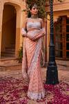 Buy_The Royaleum_Peach Saree Lace Embroidered Sequin Sweetheart Zirisa Set  _at_Aza_Fashions