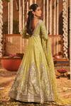 Shop_The Royaleum_Green Anarkali Raw Silk Embroidered Mehr Embellished With Dupatta  _at_Aza_Fashions