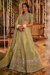 Buy_The Royaleum_Green Lehenga And Blouse Raw Silk Dilkash Cutdana & Bead Embellished Bridal Set _at_Aza_Fashions