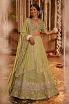 The Royaleum_Green Lehenga And Blouse Raw Silk Dilkash Cutdana & Bead Embellished Bridal Set _Online_at_Aza_Fashions