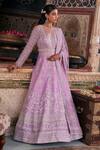 Buy_The Royaleum_Purple Anarkali Raw Silk Noorani And Tassel With Dupatta  _at_Aza_Fashions