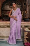 Buy_The Royaleum_Purple Saree Crepe Embroidered Sequin Ziba Dori And Pearl Set  _Online_at_Aza_Fashions