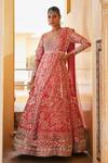 Buy_The Royaleum_Pink Anarkali Raw Silk Embroidered Gulistan And Pearl With Dupatta  _at_Aza_Fashions