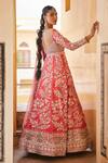 Shop_The Royaleum_Pink Anarkali Raw Silk Embroidered Gulistan And Pearl With Dupatta  _at_Aza_Fashions