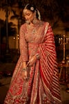 The Royaleum_Red Anarkali Raw Silk Embroidered Maanika Embellished With Dupatta _Online_at_Aza_Fashions