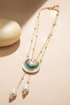 Buy_joules by radhika_Green Hydro Polki Whimsical Pearl Necklace _at_Aza_Fashions