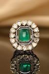 Buy_Joules by Radhika_Green Kundan Onyx Stone Work Ring _Online_at_Aza_Fashions