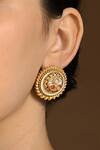 Buy Joules By Radhika Gold Plated Pom-poms, Stones Masterpiece Carved Stud Earrings at Aza Fashions Buy_Joules By Radhika_Gold Plated Pom-poms, Stones Masterpiece Carved Stud Earrings_at_Aza_Fashions