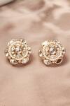 Shop_Joules By Radhika_Gold Plated Kundan Shimmery Floral Stud Earrings _at_Aza_Fashions