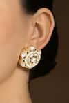 Joules By Radhika_Gold Plated Kundan Shimmery Floral Stud Earrings _Online_at_Aza_Fashions